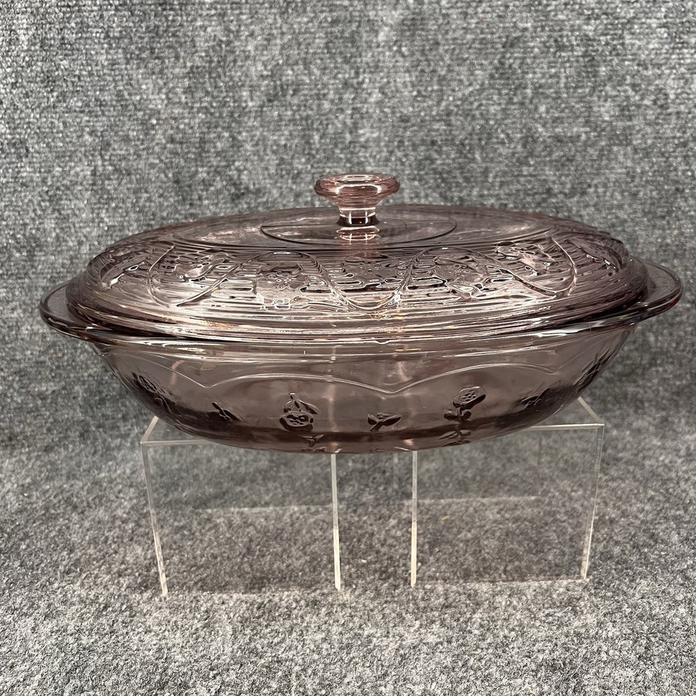 Anchor Hocking 2Qt Avalon Amethyst Oval Purple Glass Casserole Dish & Lid 13"x8"
